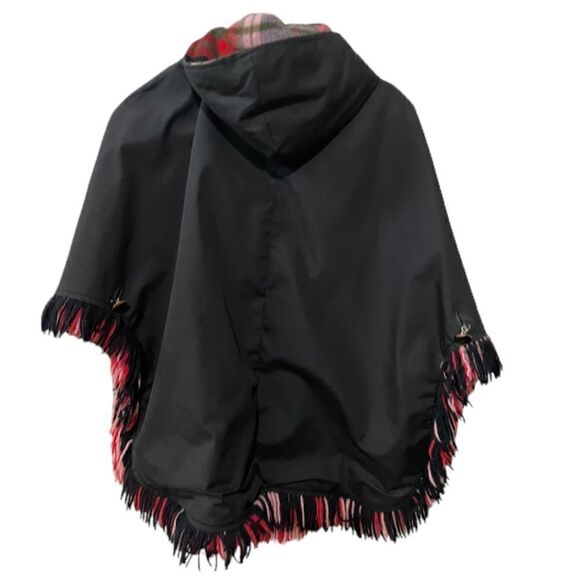 Pioneer Wear RARE Reversible Riding Poncho Wool Red Buffalo Plaid Waterproof - Picture 10 of 12